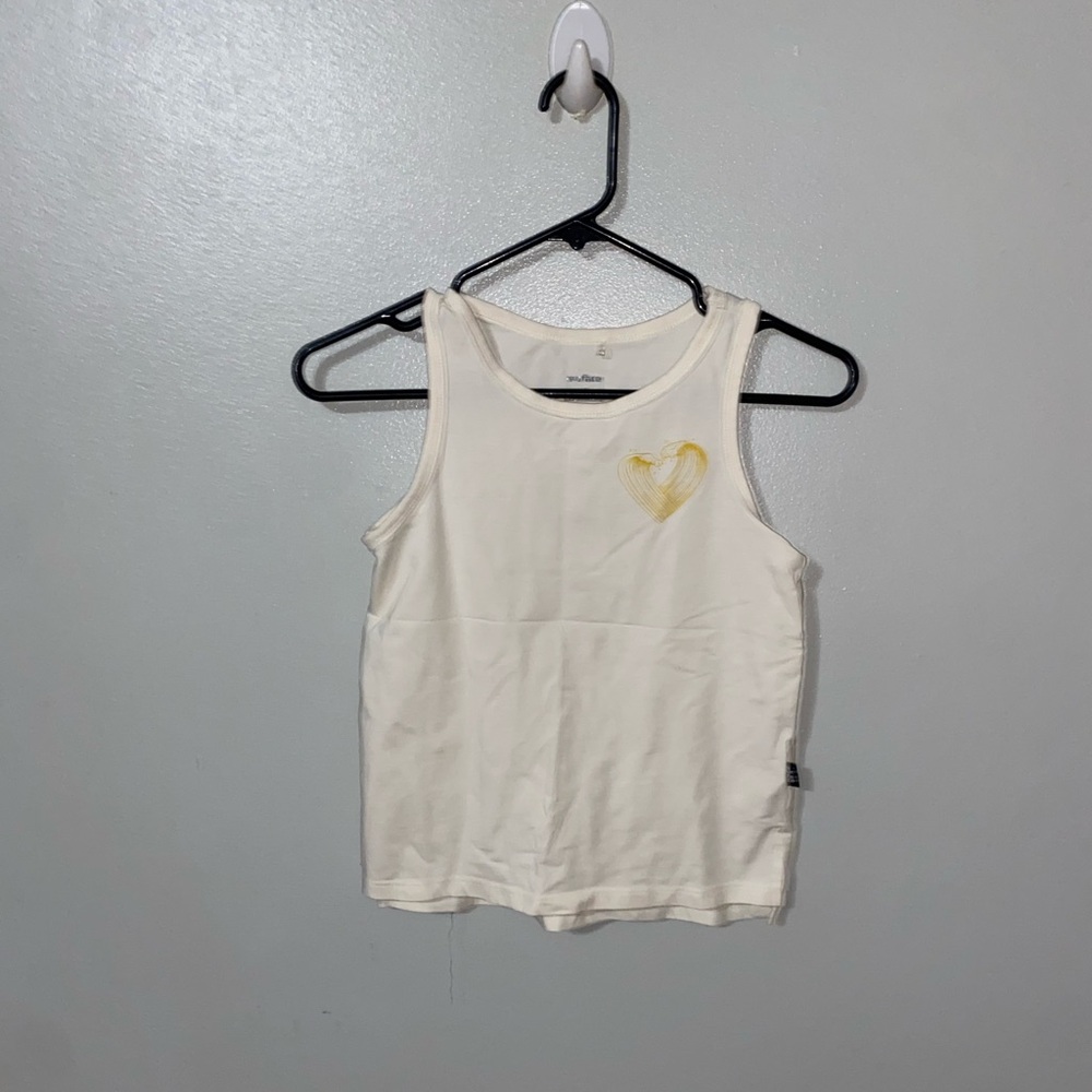 Kids Cream Tank Top with Gold Heart
